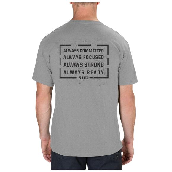 NWT! 5.11 Tactical Men's ALWAYS READY TEE (Heather Grey), Size SMALL - Picture 6 of 6
